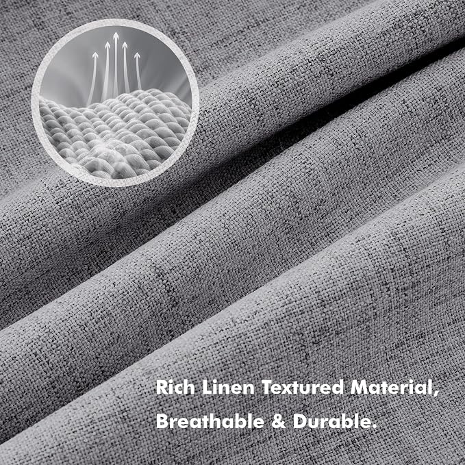 MIULEE 100% Blackout Linen Curtains 42 x 84 Inch Glacier Gray 2 Panels | Thermal Insulated, Room Darkening Drapes for Bedroom Living Room, Back Tab Rod Pocket Pinch Pleated, Solid Luxury Decor