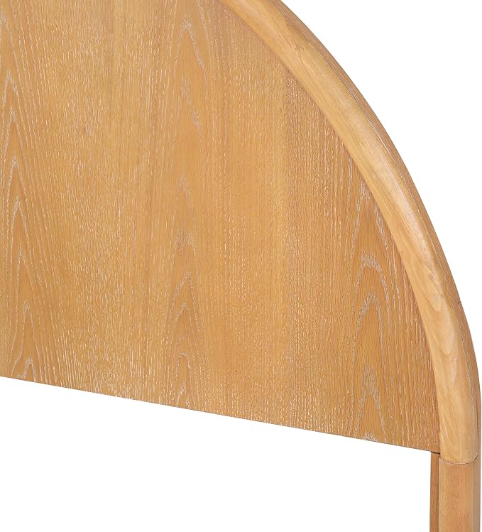 Christopher Knight Home Elsinore King Size Bed Frame with Arched Headboard, Modern Wooden Platform Bed, Wood Bed Support and Slats, No Box Spring Needed, King Size Beds for Adult, Natural Oak