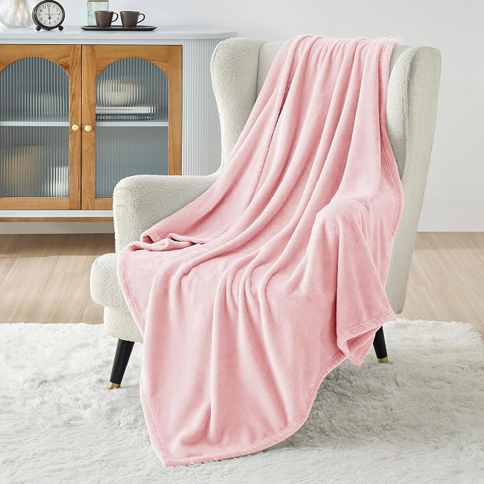 Bedsure GentleSoft Pink Fleece Throw Blanket for Couch - 300GSM Cozy Soft Blankets for Women, Cute Small Fleece Throws for Girls, Pink Home Decor Gifts, 50x60 Inches (Pack of 3)
