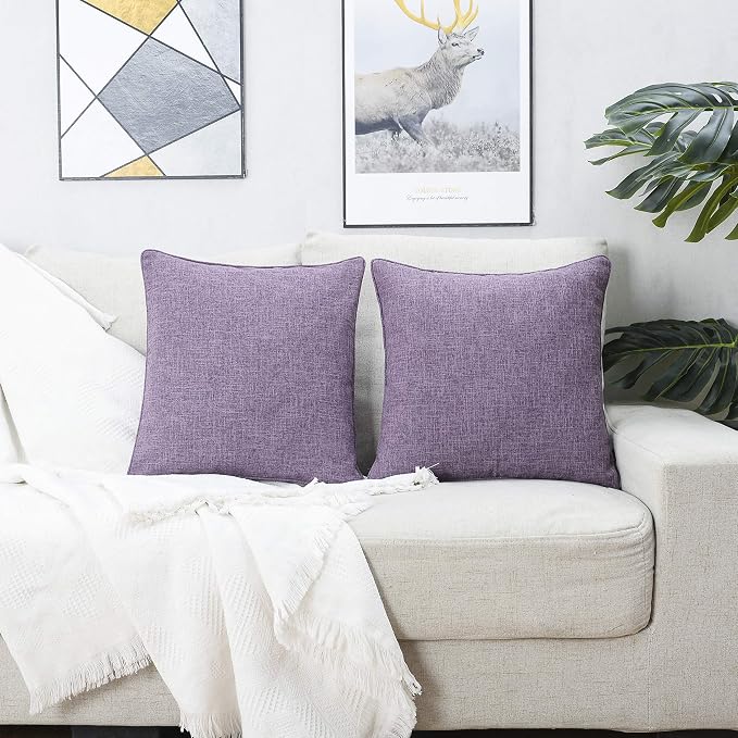 HPUK Throw Pillow Covers 18x18, Set of 2, Lavender Mist Couch Pillow Covers | Polyester fabric, solid-color design, hidden zippers, machine washable, for sofas and beds, inserts not included