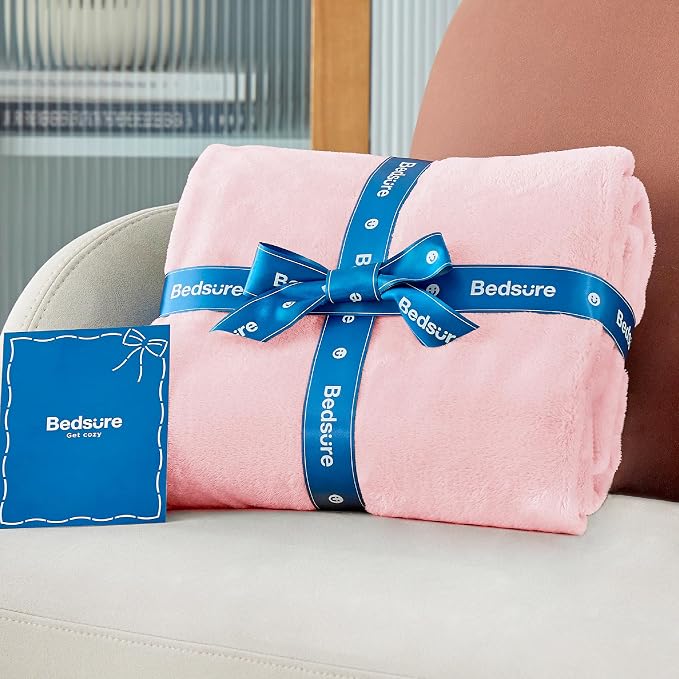 Bedsure GentleSoft Pink Fleece Throw Blanket for Couch - 300GSM Cozy Soft Blankets for Women, Cute Small Fleece Throws for Girls, Pink Home Decor Gifts, 50x60 Inches (Pack of 3)