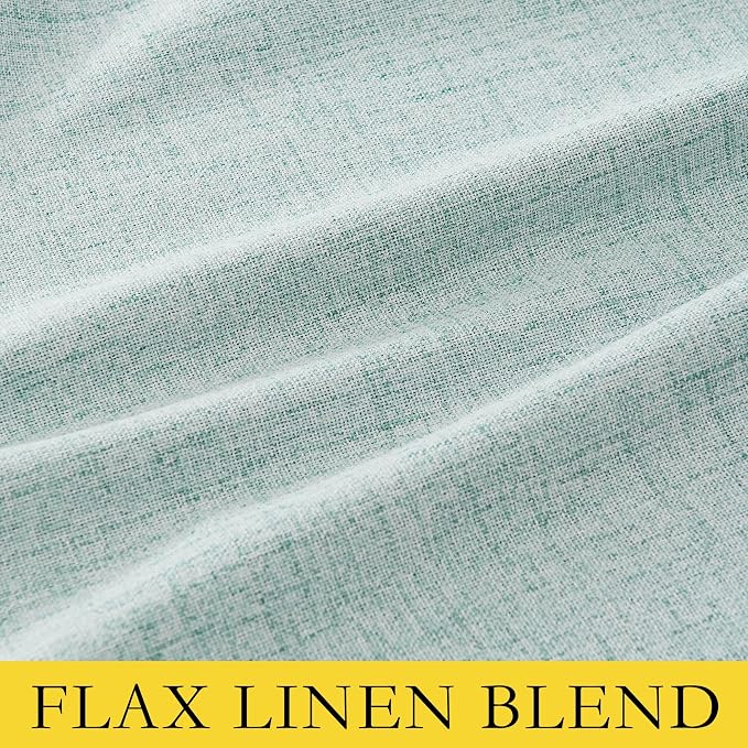 NICETOWN 100% Blackout Linen Curtains 95 inches Long 2 PCs, Seafoam Green | Cozy Bedroom Curtains for Studio Nap Time, Noise Reducing, Privacy Protection, Thermal Insulated, W52" x L95" per Panel