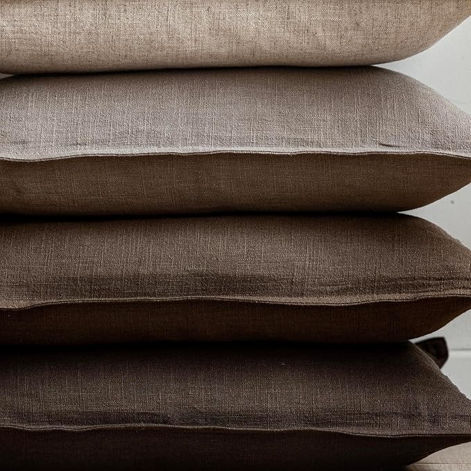Foindtower Linen Solid Decorative Throw Pillow Covers 26x26 Inch Brown Tan | Boho Farmhouse Morden Pillowcase,Pack of 2 Soft Accent Cushion Covers,Rustic Home Decor for Chair Couch Bedroom Living Room