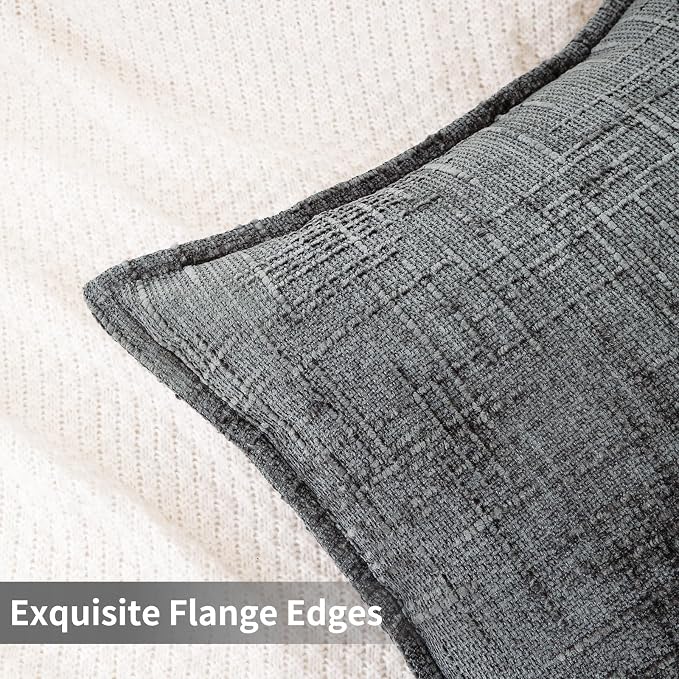 HPUK Chenille Throw Pillow Covers 18x18 Inch, Soft Woven Texture, Set of 2 | Plush woven texture, invisible zipper, couch sofa bed bedroom living room decor, square cushion covers, inserts not included