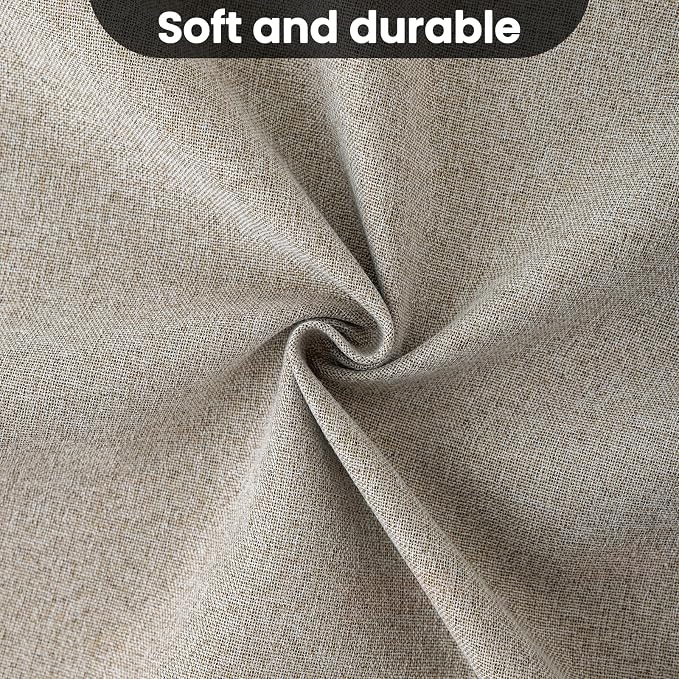 COSVIYA 100% Blackout Natural Linen Curtains & Drapes 84 Inch Length | Light Blocking Full Room Darkening Grommet Insulated Thermal Window Panels for Bedroom/Living Room,52x84 inches,2 Panels