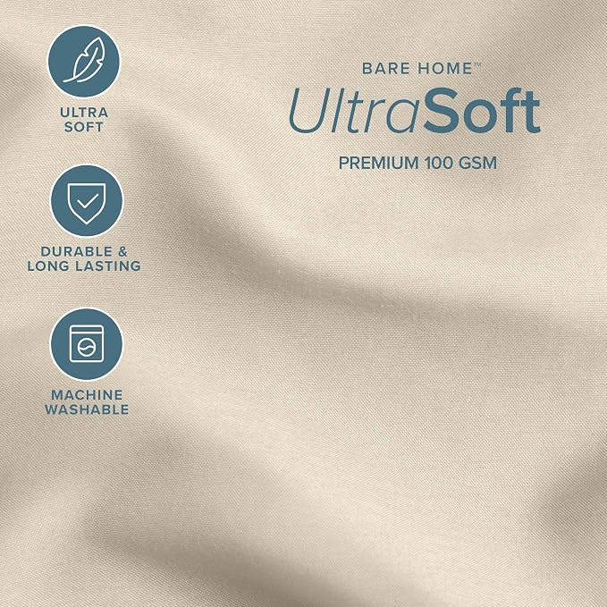 Bare Home Comforter Set - 1800 Ultra Soft (Oversized Queen, Sand) | All-Season, Breathable, Hypoallergenic, Premium 1800, Warm, Cozy