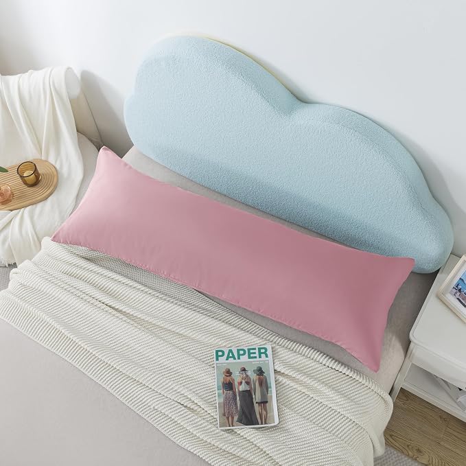 Ubauba Memory Foam Body Pillow with Cover, Full Large Body Pillows Insert for Adults with Envelope Closure Pillowcase, Firm & Fluffy Long Bed Pillows for Sleeping (20x54 inch, Pink)