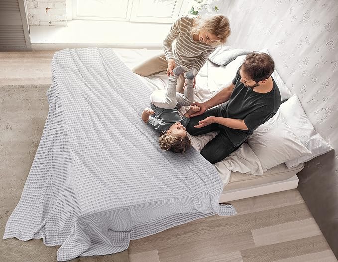 Utopia Bedding 100% Cotton Waffle Blanket Queen Size Silver, 90x90 Inch | Lightweight Breathable Cozy Summer Bed Blanket Home Decor Gift for Women and Men
