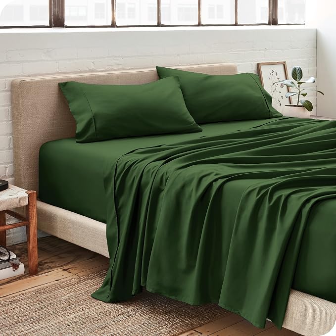 Bare Home Queen Sheet Set - 1800 Ultra-Soft (Queen, Forest Green) | Deep Pockets 6 to 15 Inches, Breathable, Hypoallergenic, Hotel Luxury, Easy Fit, Soft, All-Season
