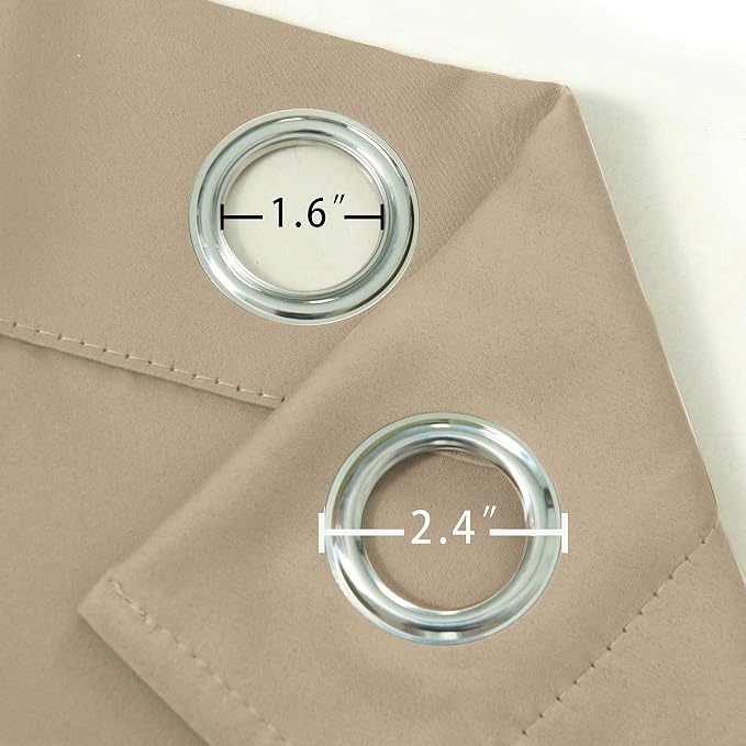 Blackout Curtains 42 x 95 inch/Beige Curtains Set of 2 Panels/Thermal Insulated Room Darkening Bedroom Curtains