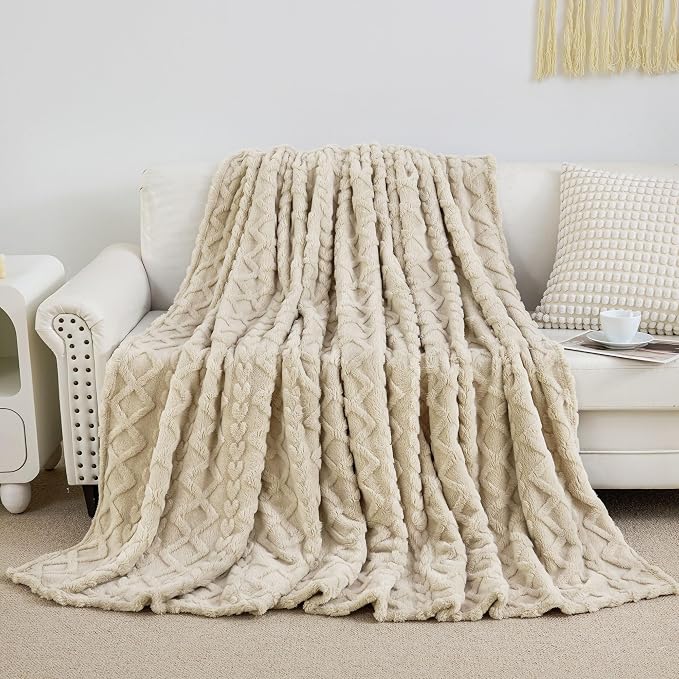 Aganear Fleece Throw Blanket for Couch Sofa 60"x80" Khaki | Lightweight Fuzzy Throw,Warm Gift for Women,Christmas,Housewarming,Soft,Fall Boho Design for Room Home Decor,All-Season Use