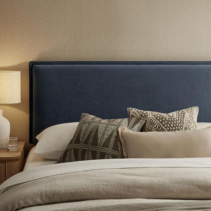 Modway Camille King Size Upholstered Linen Blend Headboard with Removable Slipcover – in Denim - Padded Pillow Style Headboard with Adjustable Mounting for King Beds