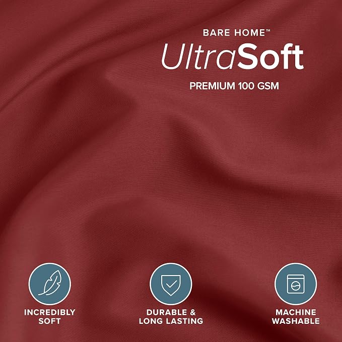 Bare Home Duvet Cover Set 1800 Ultra-Soft (California King, Rosewood) | Lightweight, Cooling, Breathable, Premium 1800 Ultra-Soft, All-Season