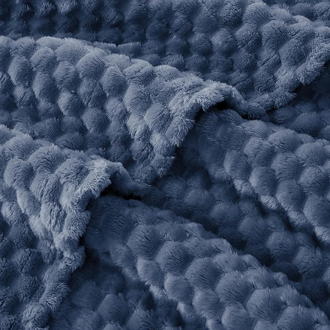 EXQ Home Gentle Soft Fleece Throw Blanket – Cozy Lightweight 3D Imitation Turtle Shell Jacquard Blanket for Couch Bed – All-Season Warm Fuzzy Flannel Blanket for Women Mom Her Gifts(60"x80",Navy Blue)