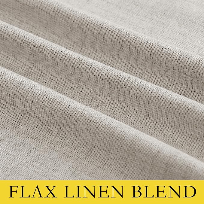 NICETOWN Brich Vintage Open Linen Weave Flax Thermal Curtains, 100% Blackout Curtains 63" Long for Dining Room, Soundproof Window Treatment Drapes for Hall Room, 52" Wide Per Panel, Set of 2