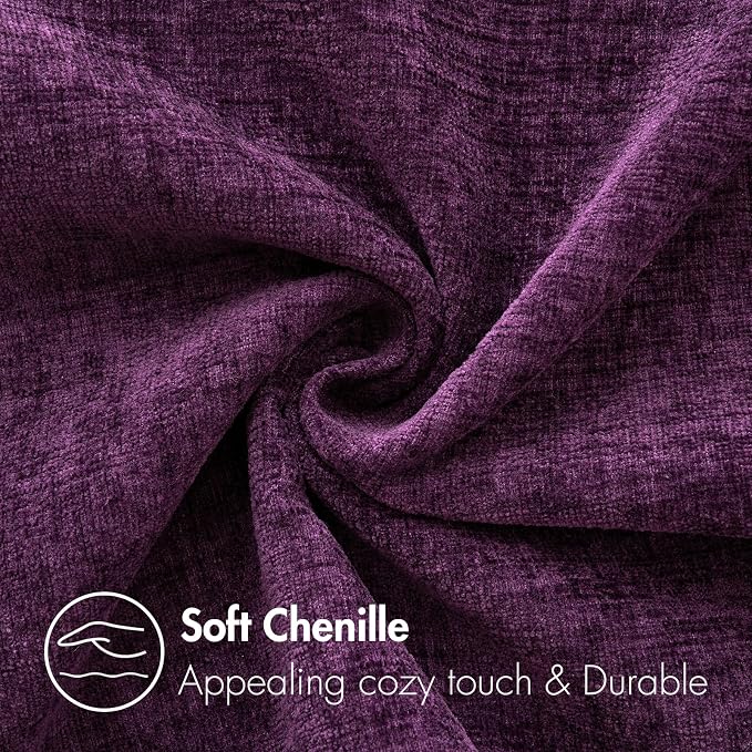 MIULEE Soft Chenille Throw Pillow Covers Plum Purple 20x20 Inch Pack of 2 | Modern Home Decor, Classic Decorative Pillows, Solid Dyed Cases, Boho Couch Cushion Covers for Sofa Bed Living Room