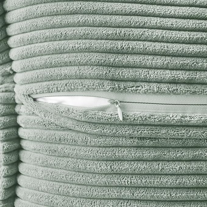 MIULEE Decorative Throw Pillow Covers for Couch 20x20 Inch Greyish Green | Boho Broadside Striped Patchwork Pillow Covers, Soft Corduroy Cushion Cases, For Sofa Bed Livingroom Home Decor