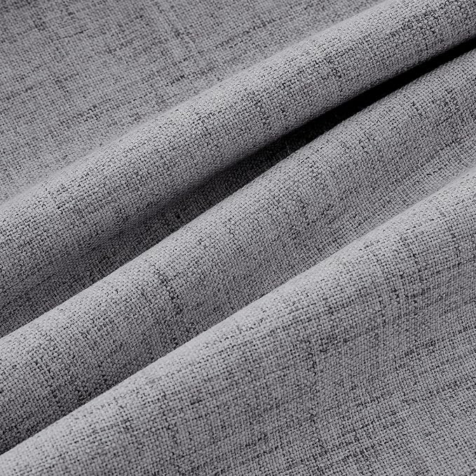 MIULEE 100% Blackout Linen Curtains 42 x 84 Inch Glacier Gray 2 Panels | Thermal Insulated, Room Darkening Drapes for Bedroom Living Room, Back Tab Rod Pocket Pinch Pleated, Solid Luxury Decor