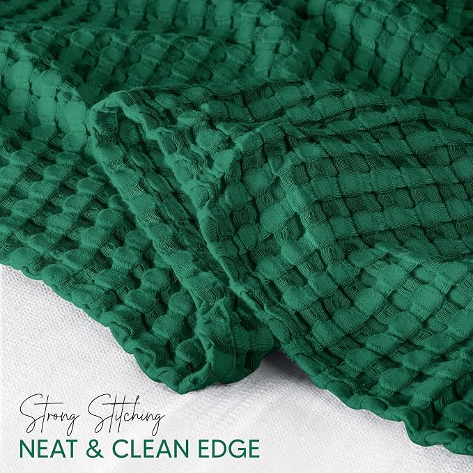 Utopia Bedding 100% Cotton Waffle Blanket Twin Forest Green, 90x72 Inch | Lightweight Breathable Cozy Summer Bed Blanket Home Decor Gift for Women and Men