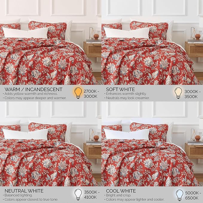 Southshore Fine Living, Inc. Oversized King Quilt Bedding Set, Jacobean Willow Floral Quilt Set with 2 Matching Pillow Shams, Lightweight California King Bed Spread, Soft Microfiber Fabric, Red