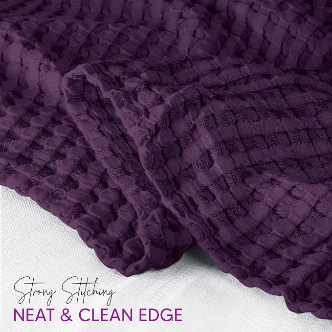 Utopia Bedding 100% Cotton Waffle Blanket Twin Size Plum, 90x72 Inch | Lightweight Breathable Cozy Summer Bed Blanket Home Decor Gift for Women and Men
