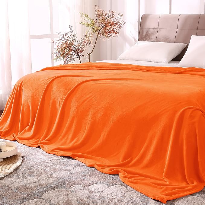 BEDELITE Fleece Blankets 108 inch x90 Size Orange Throw Blankets for Bed & Couch,Plush Cozy Fuzzy Blanket, Super Soft & Warm Lightweight Fall Blankets | Ultra Soft Fleece, Plush Microfiber, Lightweight Warmth, Fall Decor, Fade Resistant, Machine Washab...