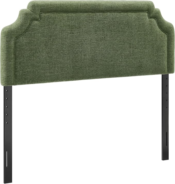 Modway Magnolia King Size Upholstered Fabric Headboard in Foliage - Padded Cushioned Headboard with Woven Heathered Upholstery and Adjustable Mounting Positions