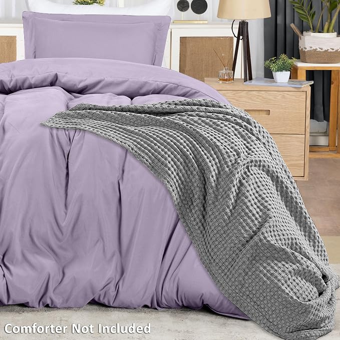 Duvet Cover Twin, 3 PC Cotton Like Polyester, Zipper Closure, Lavender | Extra Soft and Breathable, Wrinkle & Fade Resistant, Includes Duvet Cover and 1 Pillow Sham, Comforter Not Included, OekoTex