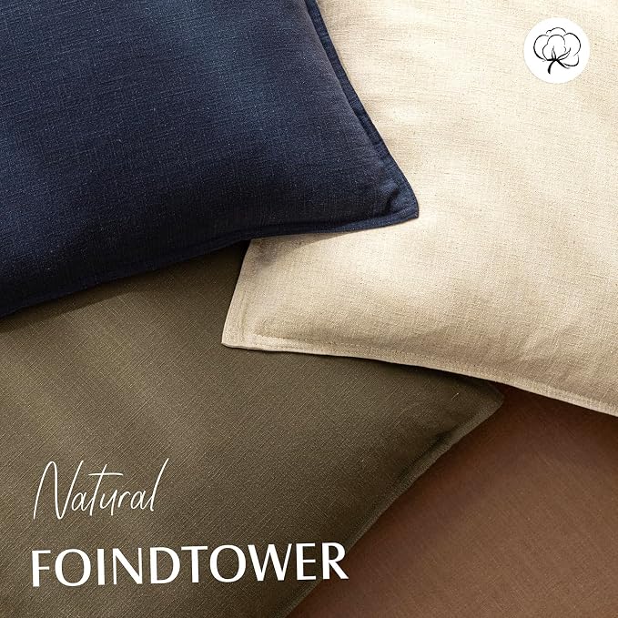 Foindtower Linen Solid Decorative Throw Pillow Covers 16x16 Light Brown | Pack of 2 Boho Farmhouse Morden Pillowcase,Accent Neutral Cushion Covers,Home Decor for Chair Couch Sofa Bedroom Living Room