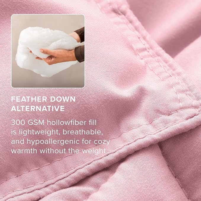 Bare Home Queen Comforter Set - 1800 Ultra Soft (Queen, Light Pink) | All-Season, Breathable, Hypoallergenic, Premium 1800, Warm, Cozy