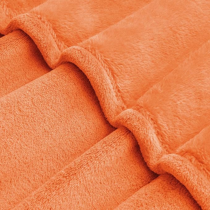 BEDELITE Fleece Blanket Soft Fall Oversized Bed Blanket Orange 120"x120" | Ultra Soft Fleece, Plush Microfiber, Lightweight Warmth, Fall Decor, Fade Resistant, Machine Washable, Perfect for Sharing