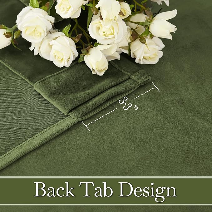 RYB HOME Velvet Curtains 108 inches Long, Extra Long High Ceiling Curtains | Thermal Insulated, Luxurious Home Decor, Curtains for Apartment Loft Large Windows, W52 x L108, Hunter Green, 2 Panels Set