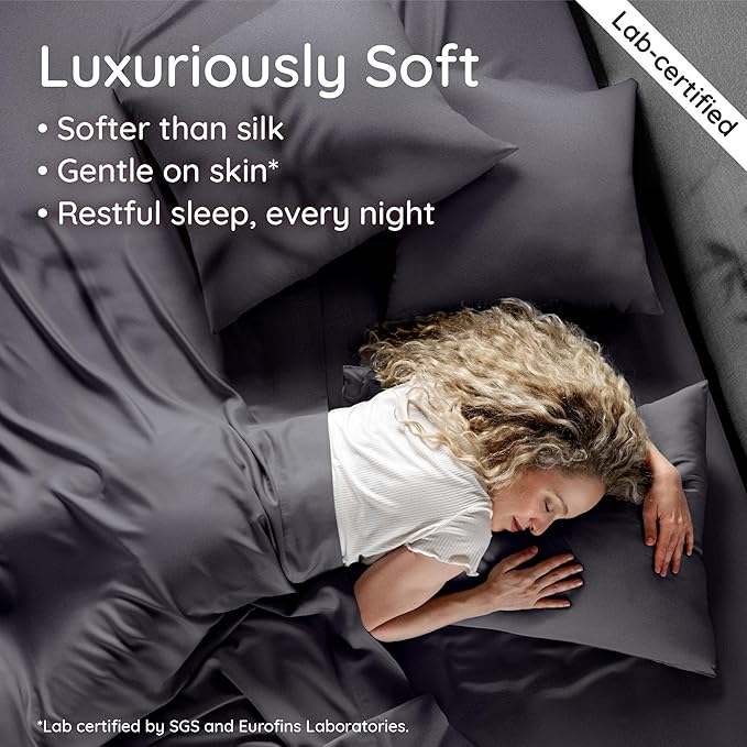 Bambaw 100% Viscose Derived from Bamboo Full Fitted Sheet, Cooling, Deep Pockets, Charcoal