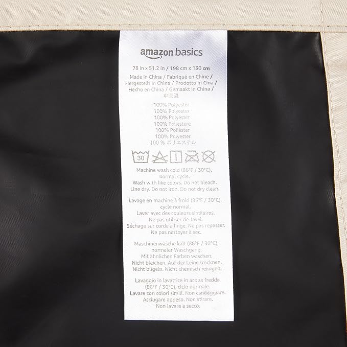 Amazon Basics Portable Blackout Curtain Shade with Suction Cups, Energy Saving, 50"W x 78"L, Beige, 2-Pack
