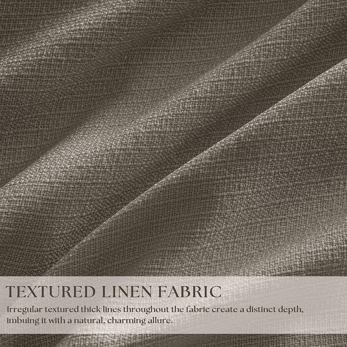 Taupe Gray Linen Blackout Pleated Curtains 90 Inches Long for Living Room | Pinch Pleat, 100% Black Out, Room Darkening, Thermal Insulated, Soundproof, Brownish Grey 90 Inch Drapes for Dining Bedroom