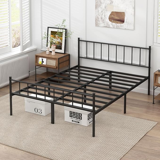 DIIYIV Full Metal Bed Frame,Steel Slat Support,Noise Free,Easy Assembly | Full Size Bed,Mattress Foundation,Underbed Storage,No Box Spring Needed