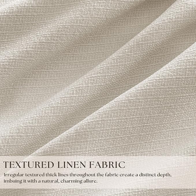60 Inch Wide Pinch Pleated 100% Blackout Curtains 108 Inches Long, Natural | Memory Trained, Thick Linen with 2 Layer, Thermal Insulated Noise Reducing Light Blocking, for Living Room Bedroom 1 Panel
