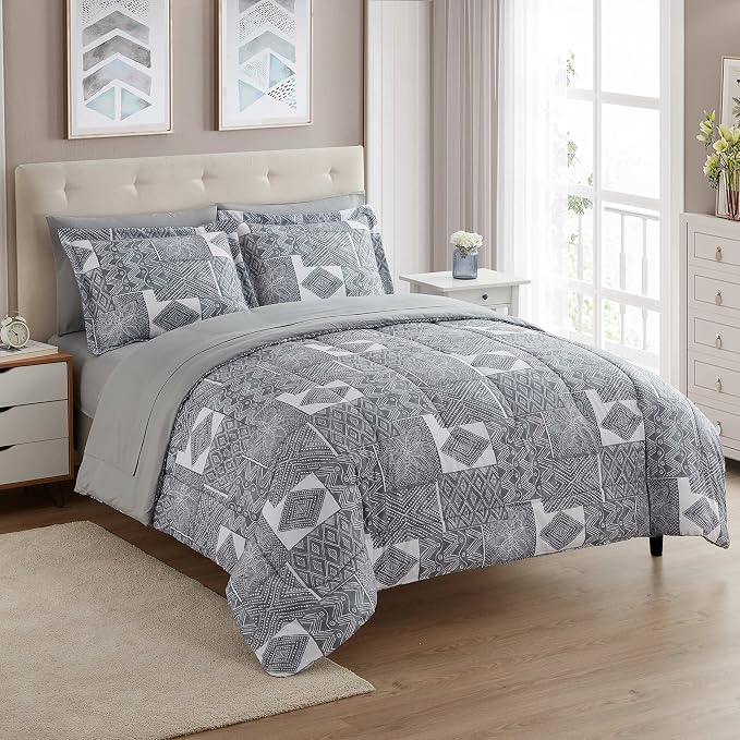 Sweet Home Collection 5 Piece Comforter Set Bag Solid Color All Season Soft Down Alternative Blanket & Luxurious Microfiber Bed Sheets, Tulsa, Twin