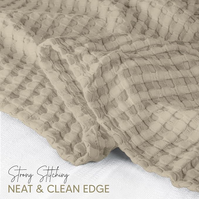 Utopia Bedding 100% Cotton Waffle Blanket Full Size Khaki, 90x84 Inch | Lightweight Breathable Cozy Summer Bed Blanket Home Decor Gift for Women and Men