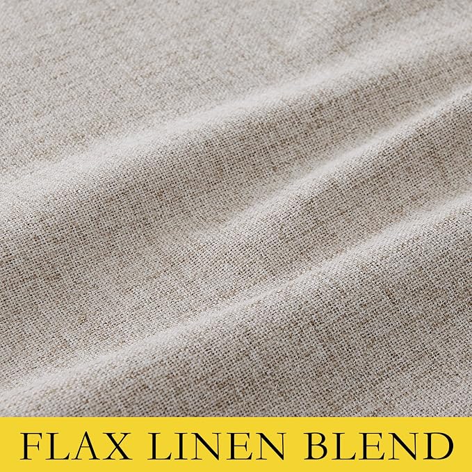 NICETOWN 100% Blackout Linen Curtains 108 inch Long 2 Panels, Natural | Rod Pock Thermal Insulated Long Drapes Noise Reducing, Privacy Protection Window Draperies for Master Bedroom, W52" x L108"