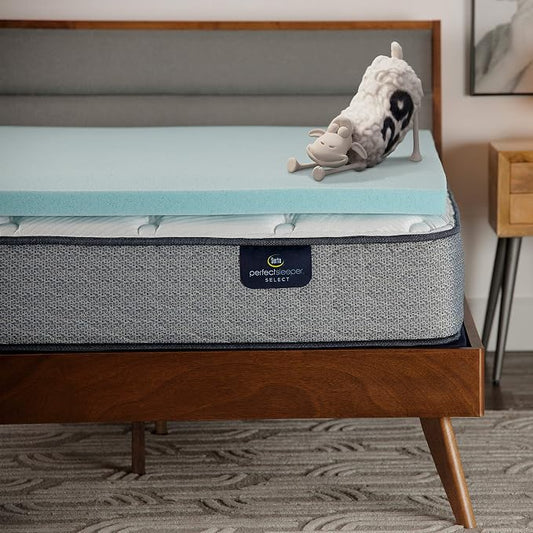 Serta ThermaGel Mattress Topper, College Dorm Twin, 2-Inch Cooling, Blue | 2 inch twin gel memory foam mattress topper, ThermaGel cooling, pressure relief, CertiPUR-US certified, made in USA