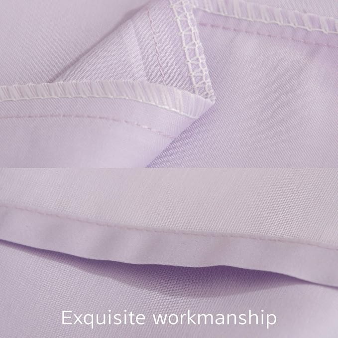 NTBAY Queen Egyptian Cotton Sateen Pillowcases, Set of 2, Light Purple | 500 Thread Count Egyptian Cotton Sateen with Envelope Closure, 2 Pack 20 x 30 Inch Pillowcases, Insert Not Included