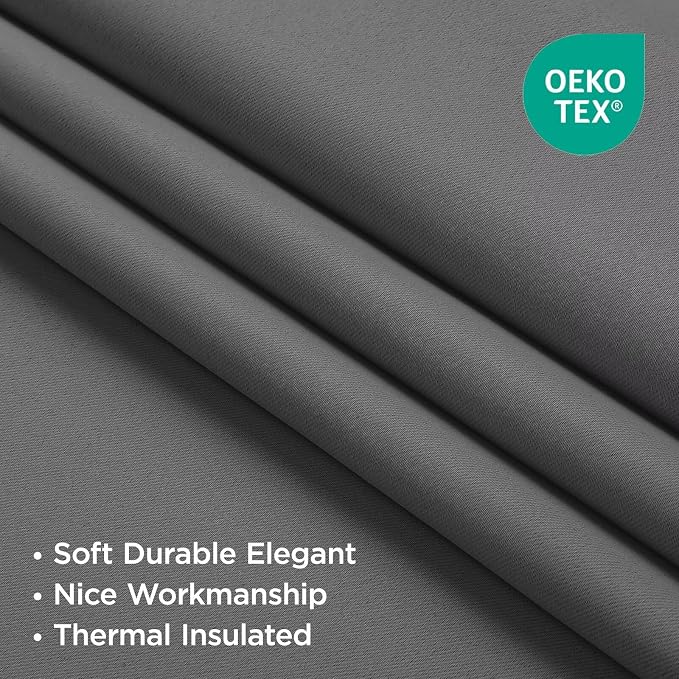 Joydeco Blackout Curtains 108 Inches Long, Thermal Insulated Black Out Curtains 2 Panels Set, Room Darkening Drapes for Living Room Window Rod Pocket Back Tab (W37 x L108 Inch, Light Grey)