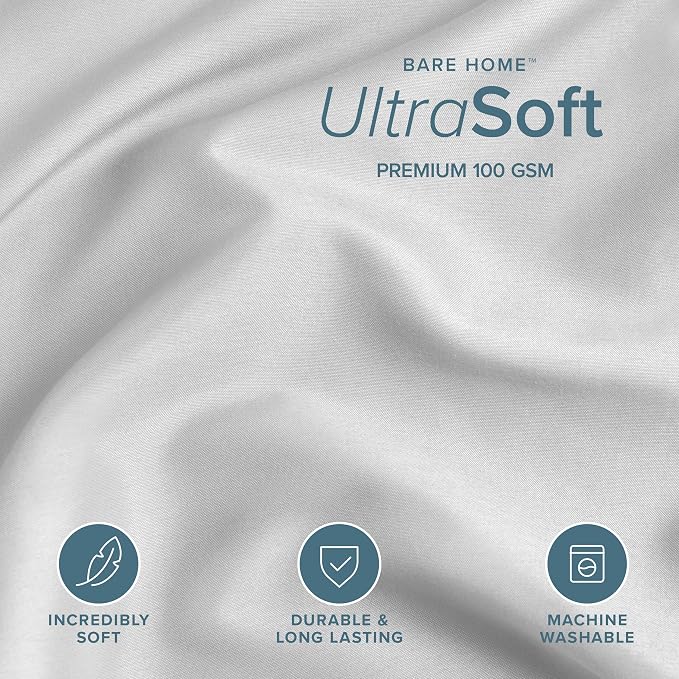 Bare Home Duvet Cover Set 1800 Ultra-Soft (Queen, Cloud Grey) | Lightweight, Cooling, Breathable, Premium 1800 Ultra-Soft, All-Season