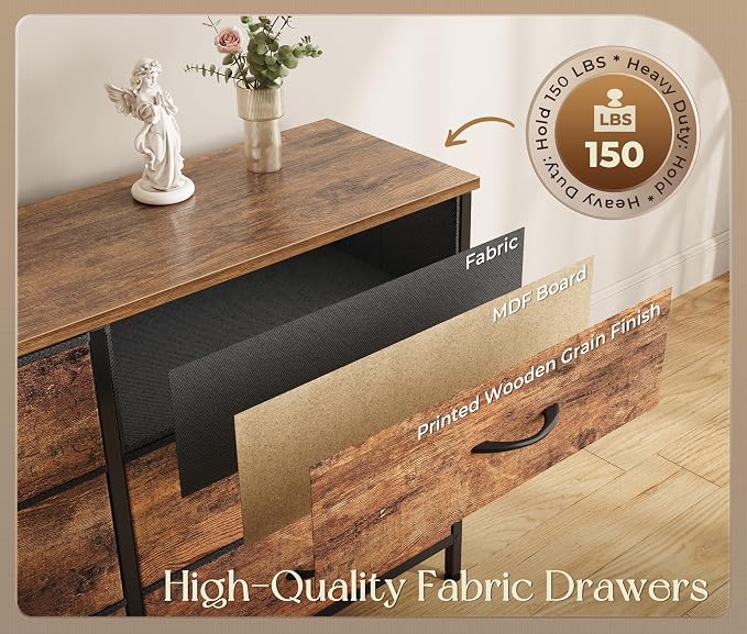 Huuger 86.6 Inch Long Dresser for Bedroom, TV Stand for 65, 75, 85 Inch TV | 15 Large Fabric Drawer Dresser, Entertainment Center for Bedroom, Wide Chest of Drawer with Storage