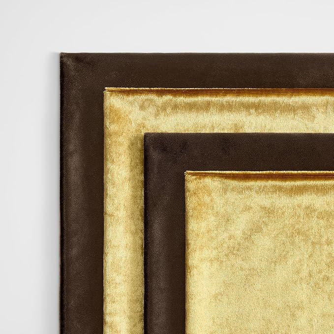GIGIZAZA Pack of 4 Decorative Velvet Pillow Covers 18x18 Brown Gold | Throw Pillows for Couch Sofa,280gsm Soft Textured Fabric,Modern Accent Pillowcases,Luxury Living Room Cushion Covers