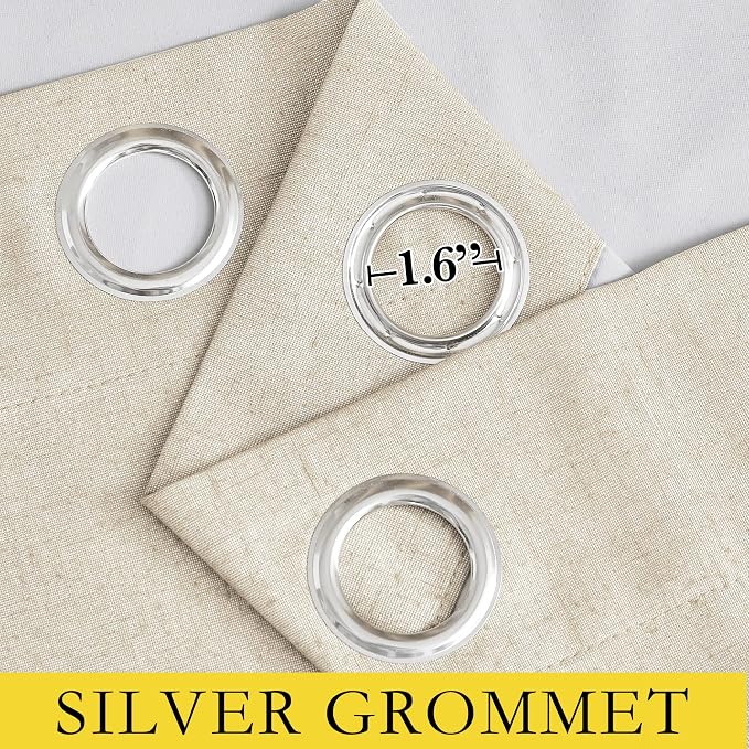 NICETOWN 100% Blackout Linen Texture Curtains 90 inches Long, Beige, 2 Panels, Thermal Insulated Full Blackout 2-Layer Lined Drapes, Energy Efficiency Window Draperies for Boy's Room