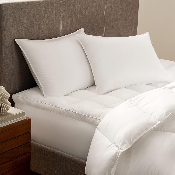 Serta Down Illusion Ultra Support Cotton Pillows, Standard/Queen (2 Pack) | Down alternative fill offers soft comfort for every sleep position, hypoallergenic and machine washable