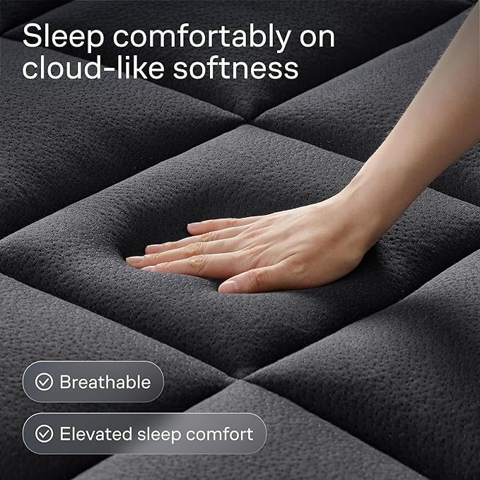 Niagara Sleep Solution Ultra Soft & Cooling Mattress Topper - Full Size | Rayon Derived from Bamboo, Pillow Top Mattress Pad, 20" Deep Pocket, Back Pain Relief, Perfect for Hot Sleepers, Black