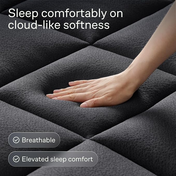 Niagara Sleep Solution Ultra Soft & Cooling Mattress Topper - Twin Size | Rayon Derived from Bamboo, Pillow Top Mattress Pad, 20" Deep Pocket, Back Pain Relief, Perfect for Hot Sleepers, Black